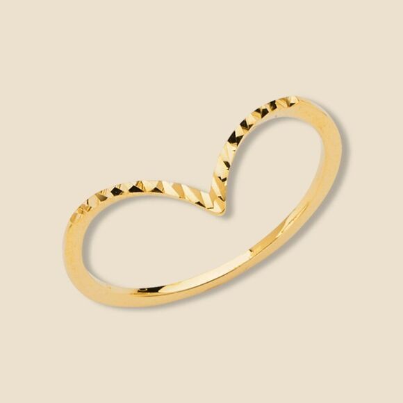 14K Solid Gold V Shape Ladies DC Band | Minimalist Jewelry by Tehrani Jewelry - Picture 1 of 4